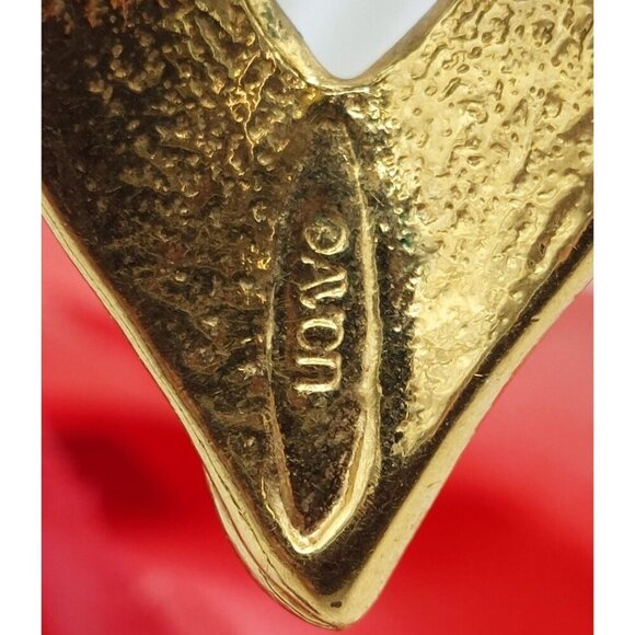 Avon Door Knocker Gold Tone Dangle Clip On Earrings Dangle Drop 1.5" - Picture 11 of 12